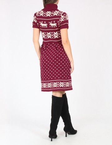 Rochie scurta Zara, visiniu/ecru