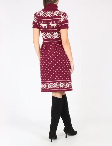 Rochie scurta Zara, visiniu/ecru Rosu