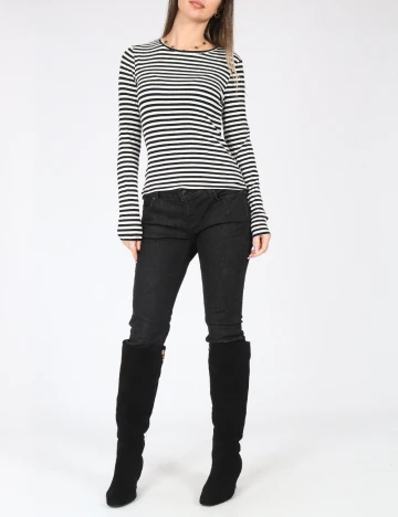 Bluza Bershka, alb/negru