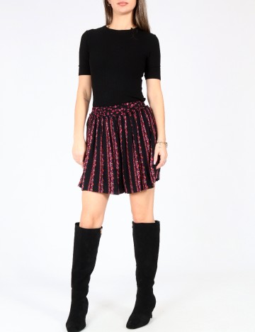 Pantaloni scurti Zara, negru/ floral print