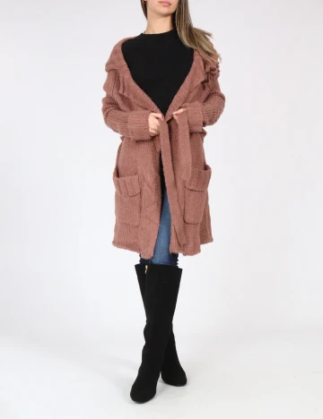 Cardigan Zara, roz pudra inchis