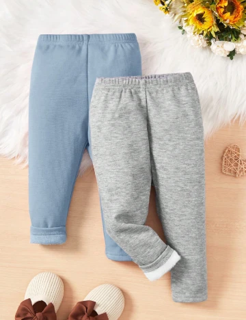 Set pantaloni 2 perechi Shein Kids, albastru/gri Albastru