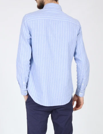 Camasa Bershka, albastru/alb