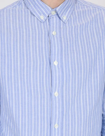 Camasa Bershka, albastru/alb