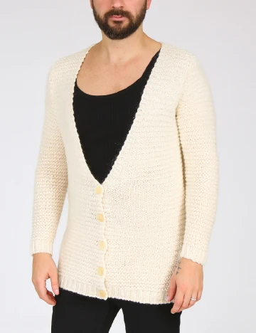 Cardigan Zara, ecru Alb