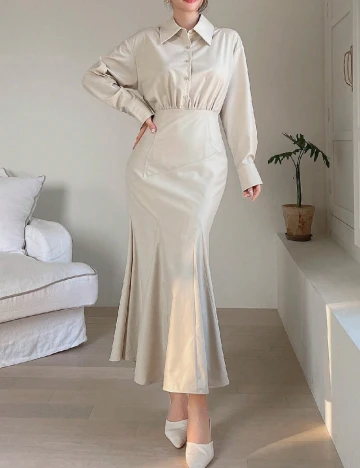 Rochie lunga Dazy, bej