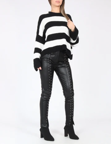 Pulover Bershka, alb/negru