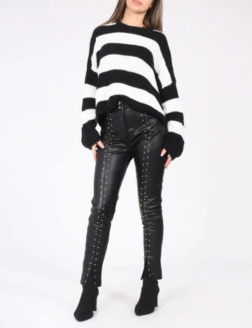 Pulover Bershka, alb/negru