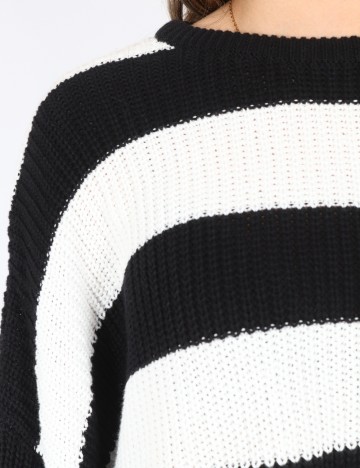 Pulover Bershka, alb/negru