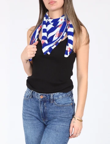 Esarfa Zara, albastru/alb