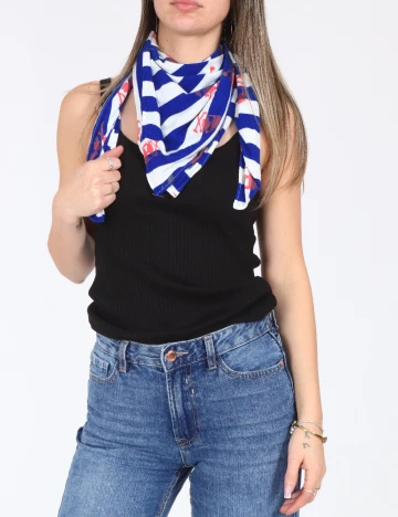 Esarfa Zara, albastru/alb