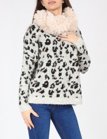 Esarfa circulara Bershka, crem