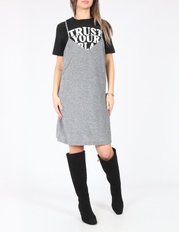 Rochie scurta Zara, negru/argintiu