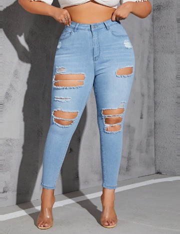 
						Blugi SHEIN CURVE, albastru