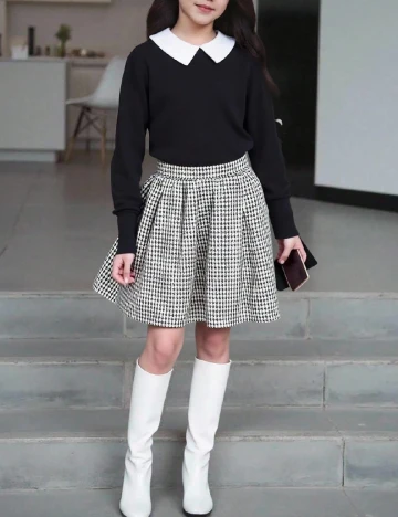 Compleu Shein Kids, negru/alb