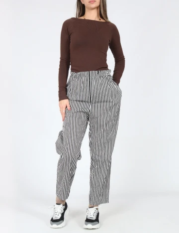 Pantaloni Zara, negru/alb
