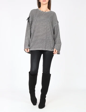 Bluza Oversize Zara, alb/negru