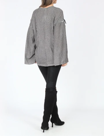 Bluza Oversize Zara, alb/negru