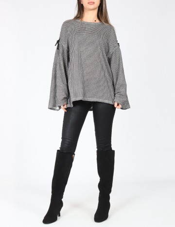 Bluza Oversize Zara, alb/negru