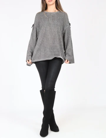 Bluza Oversize Zara, alb/negru