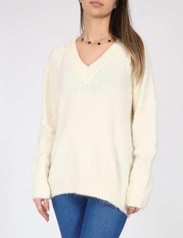 
						Pulover Oversize Bershka, ecru