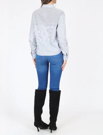 Camasa Bershka, alb/albastru