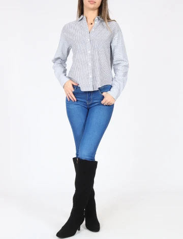 Camasa Bershka, alb/albastru