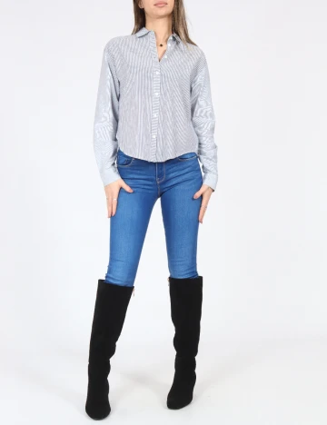 Camasa Bershka, alb/albastru