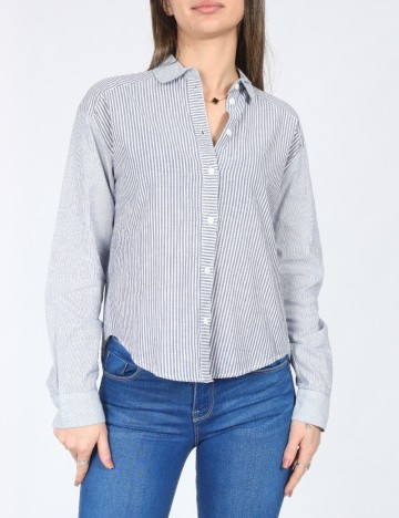 Camasa Bershka, alb/albastru