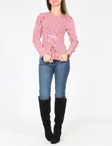 Bluza Bershka, rosu/alb