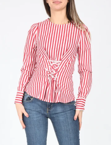 Bluza Bershka, rosu/alb