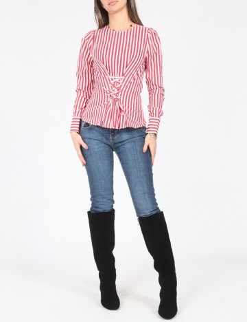 Bluza Bershka, rosu/alb