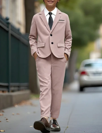 Costum Shein Kids, roz pudra inchis