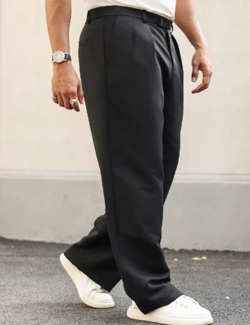 Pantaloni SHEIN Plus Size Men, negru