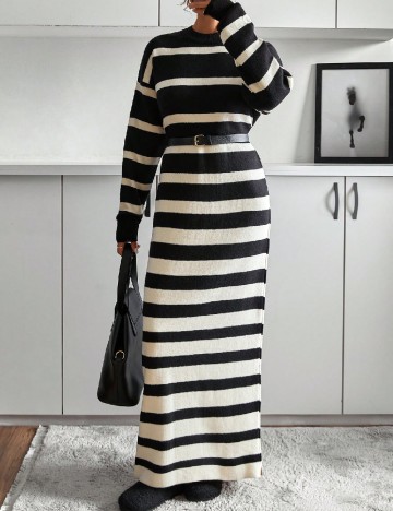 
						Rochie lunga SHEIN, ecru/negru
