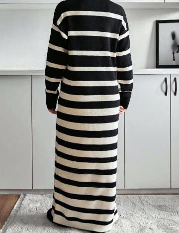 Rochie lunga SHEIN, ecru/negru