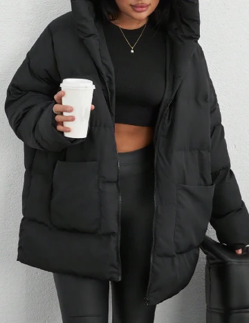 Geaca Oversize SHEIN, negru