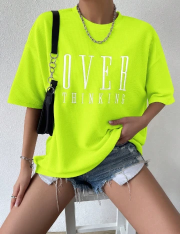 Tricou Oversize SHEIN, verde neon