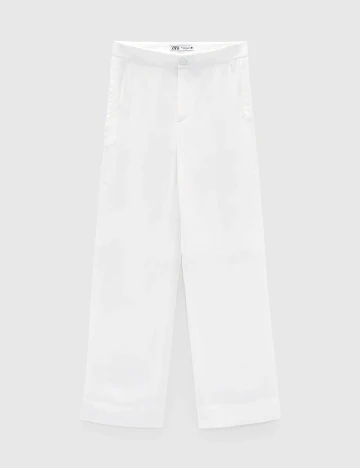 Pantaloni Zara, alb, M