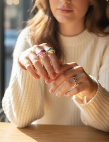 Set Inele 3 bucati Bershka, mix culori