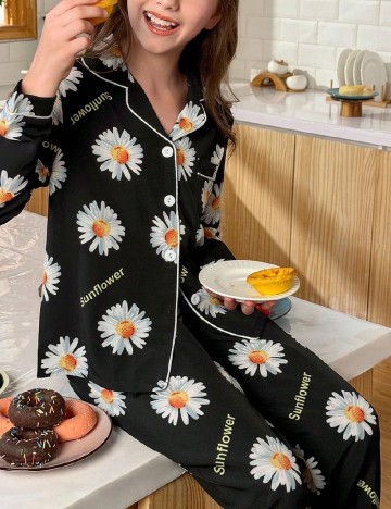 
						Pijama Shein Kids, negru