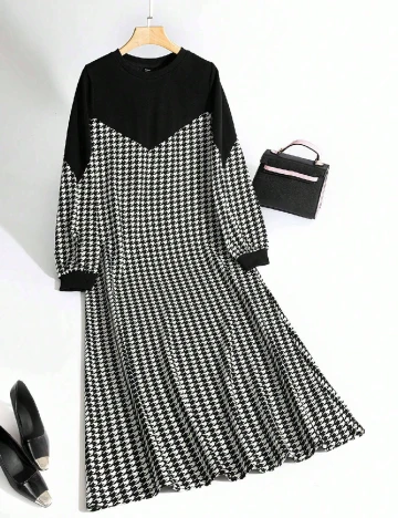 Rochie lunga SHEIN, alb/negru