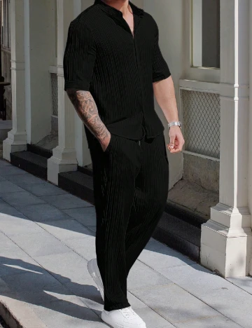 Compleu SHEIN Plus Size Men, negru Negru