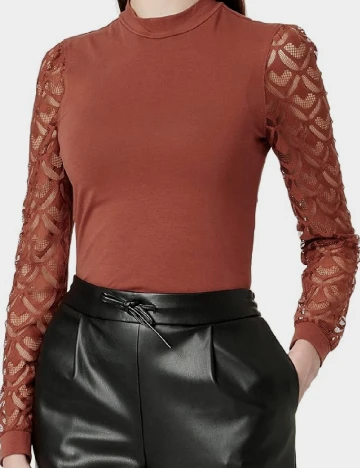 Bluza Only Carmakoma, caramiziu Maro