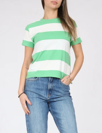 Tricou Jacqueline de Yong, verde/alb