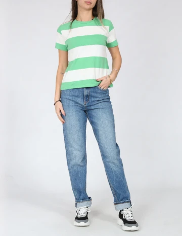 Tricou Jacqueline de Yong, verde/alb