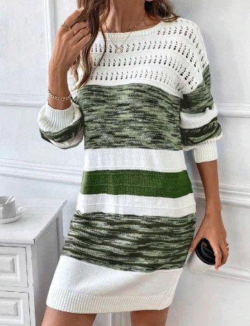 Rochie scurta SHEIN, ecruverde Alb