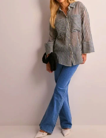 Camasa Jacqueline de Yong, alb/albastru