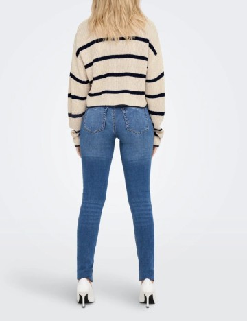 Pulover Only, bej/bleumarin