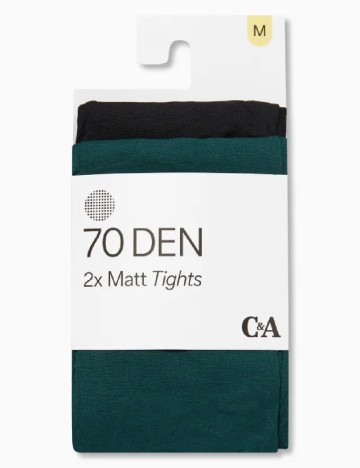 Set ciorapi 70 DEN 2 perechi C&A, verde/negru